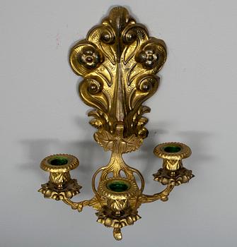 LAMPETTER, ett par, mässing och brons, 1800-talets mitt.