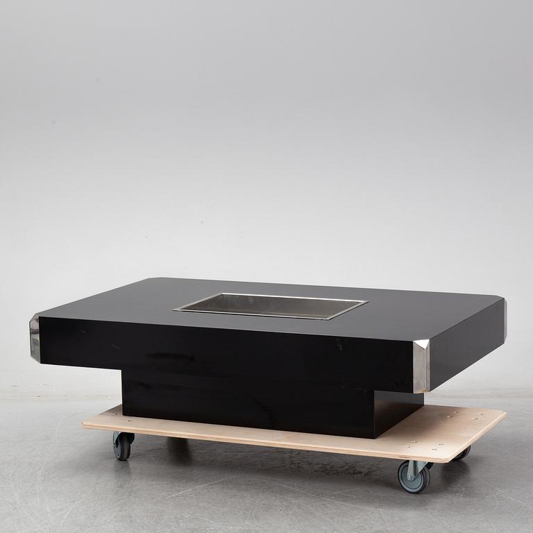 WILLY RIZZO, a black and chrome coffee table, second half of the 20th Century.