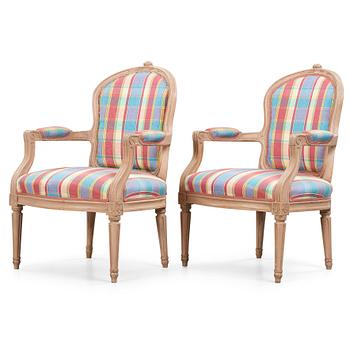 A pair of Gustavian armchairs by Erik Öhrmark (master in Stockholm 1777-1813).