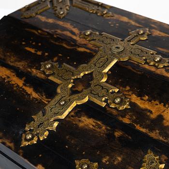 A Victorian faux-tortoise writing box by Betjemann & Sons, London.