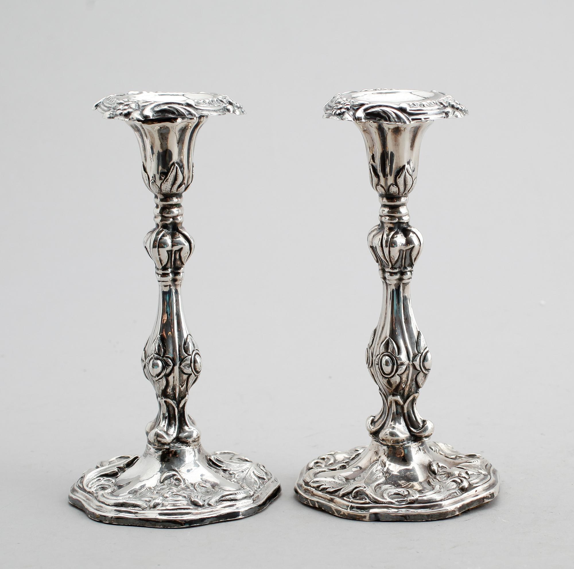 LJUSSTAKAR, 1 par, silver, CT Öhman, Piteå 1854.