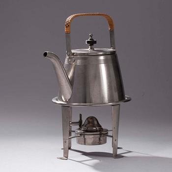 TEKANNA på RECHAUD, förnicklad mässnig, WMF, Tyskland,  1900-talets  början.