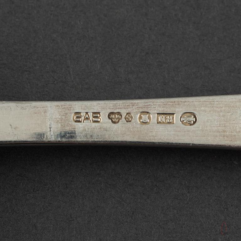Jacob Ängman, a set of 12+6 silver spoons, GAB.