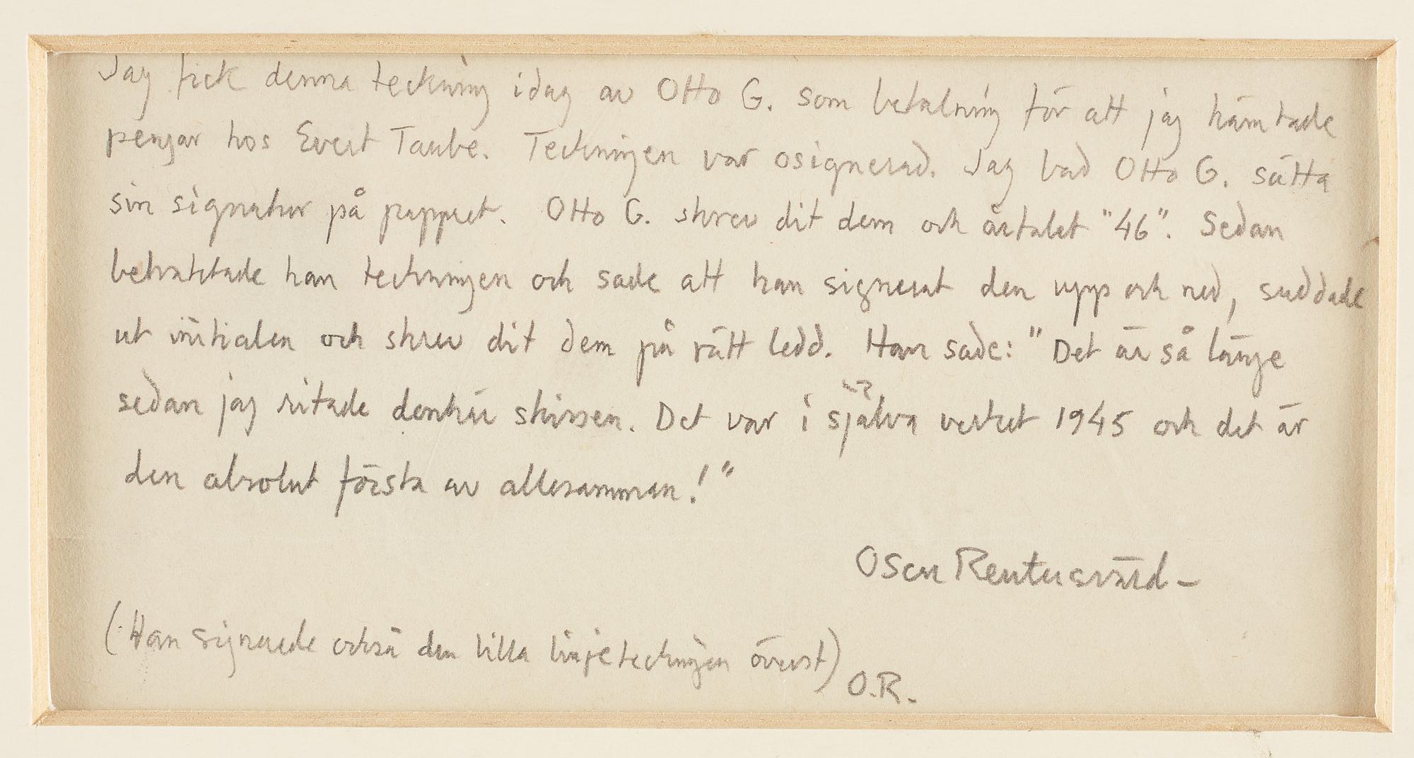 OTTO G CARLSUND, chalk and pencil, signed, executed in 1945.