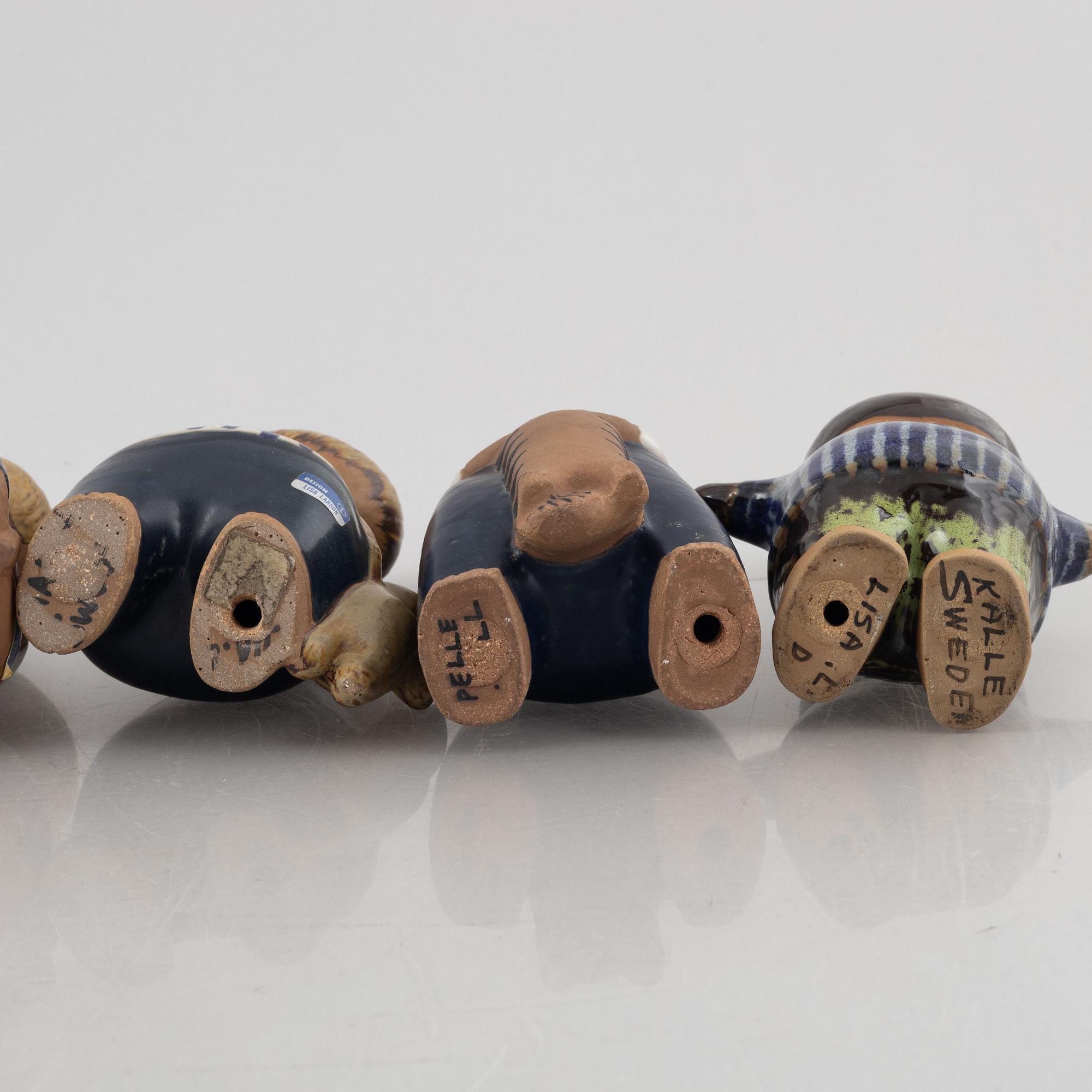 Lisa Larson, figuriner, 5 st, stengods, ur serien "Larsons ungar", Gustavsberg.