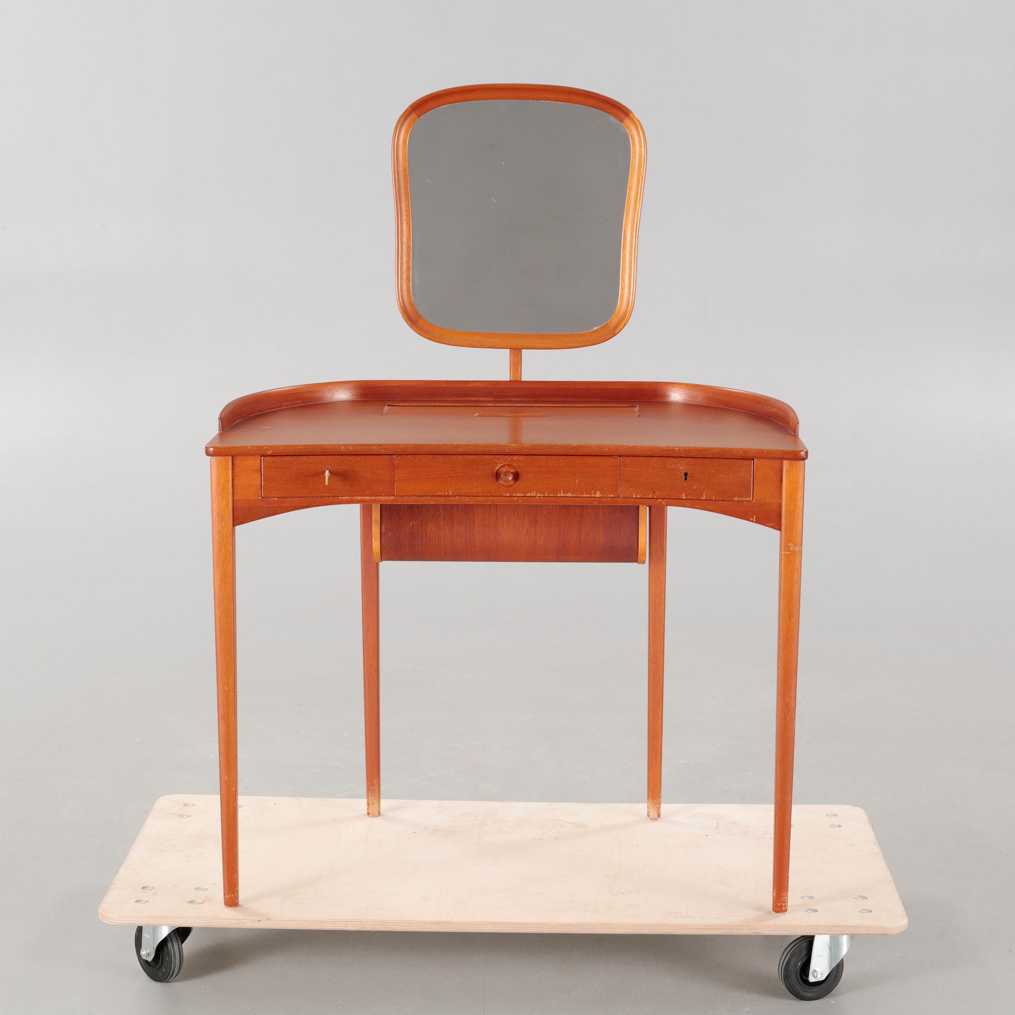 a table with mirror "Birgitta" veneered with teak designed by Carl Malmsten for Bodafors Möbelfabrik,