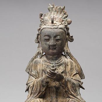 A bronze figure of Guanyin, Ming dynasty (1368-1644).