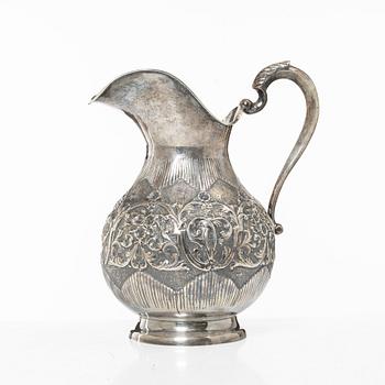 A silver jug, Middle East, mid 20th century.