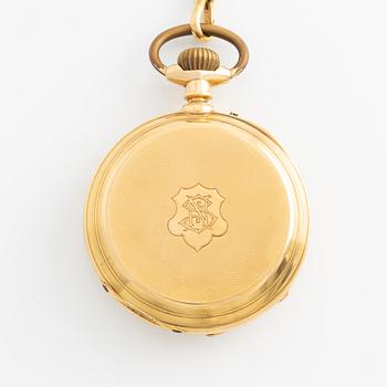 L Landgren, Stockholm, 18K gold, pocket watch, 48.5 mm.