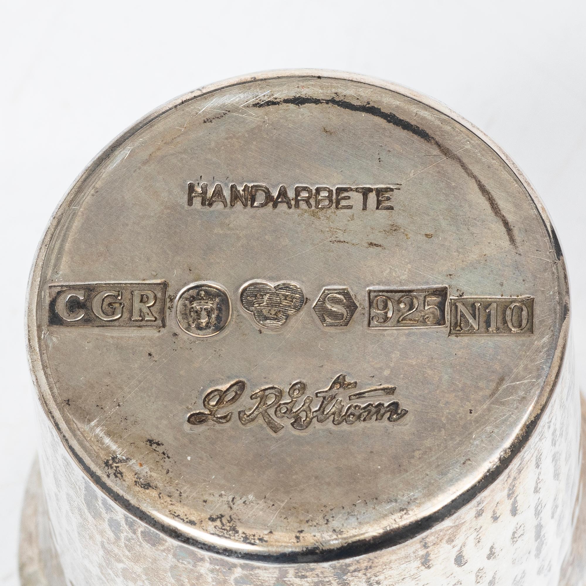 Lennart Råström, Four silver cups, CG Råström, Stockholm 1987.