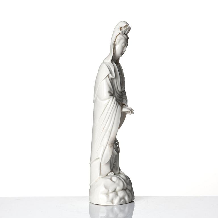 A Chinese blanc de chine figure of Guanyin, Qing dynasty, 19th Century.