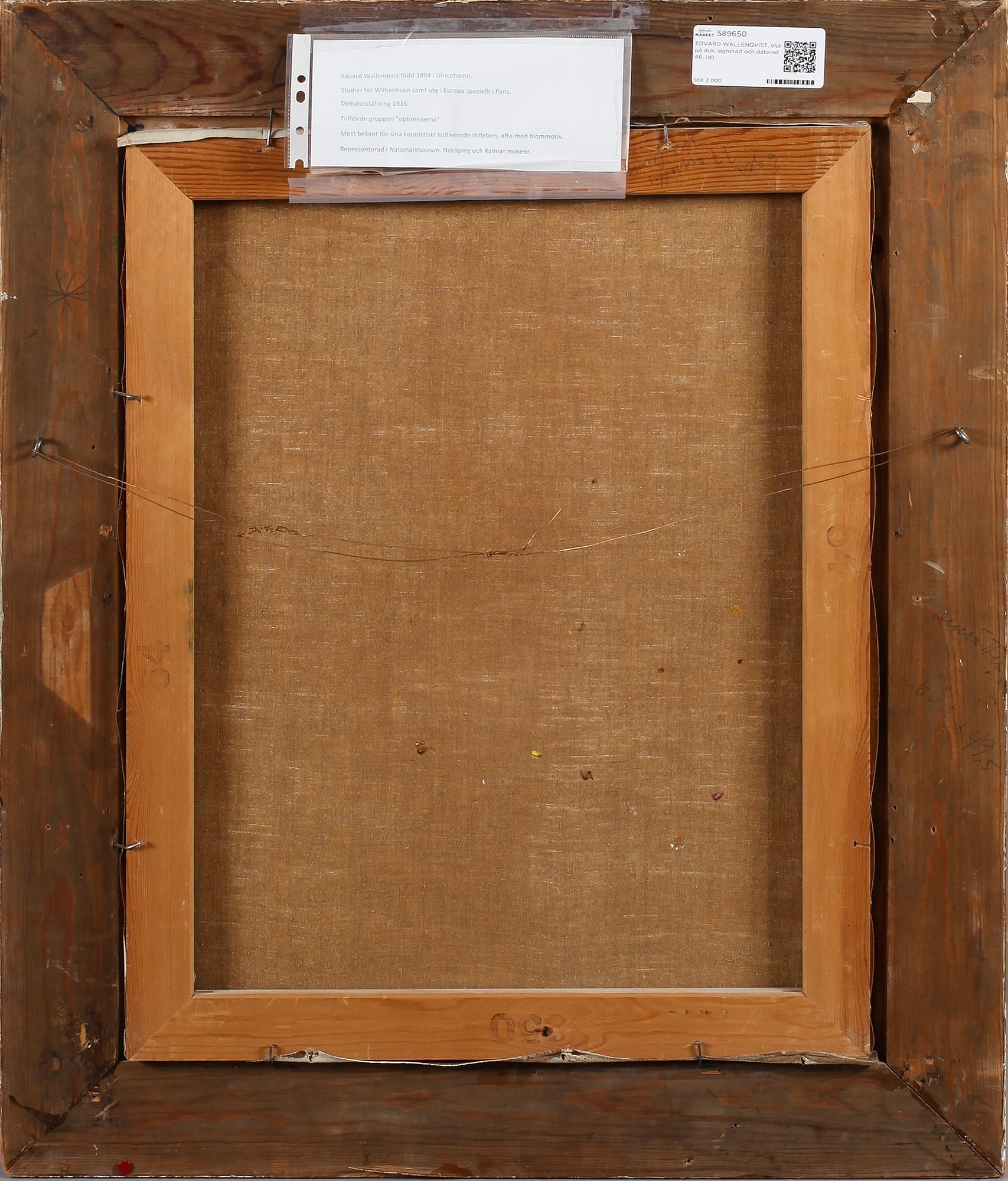 EDVARD WALLENQVIST, olja på duk, signerad och daterad 46.