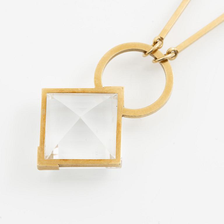 Wiwen Nilsson, collier, 18K guld och bergkristall, Lund 1972.
