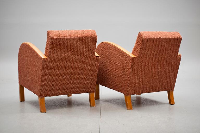 FÅTÖLJER, ett par, art deco, 1900-talets första hälft.