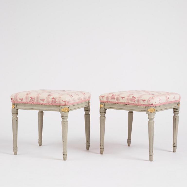 A pair of Gustavian stools, late 18th Century.