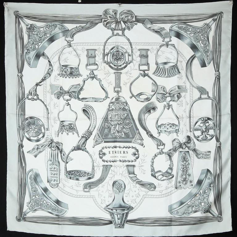 SCARVES, 2 st, siden, "Etriers" och "Cavaldour", Hermès, 1900-talets andra hälft.