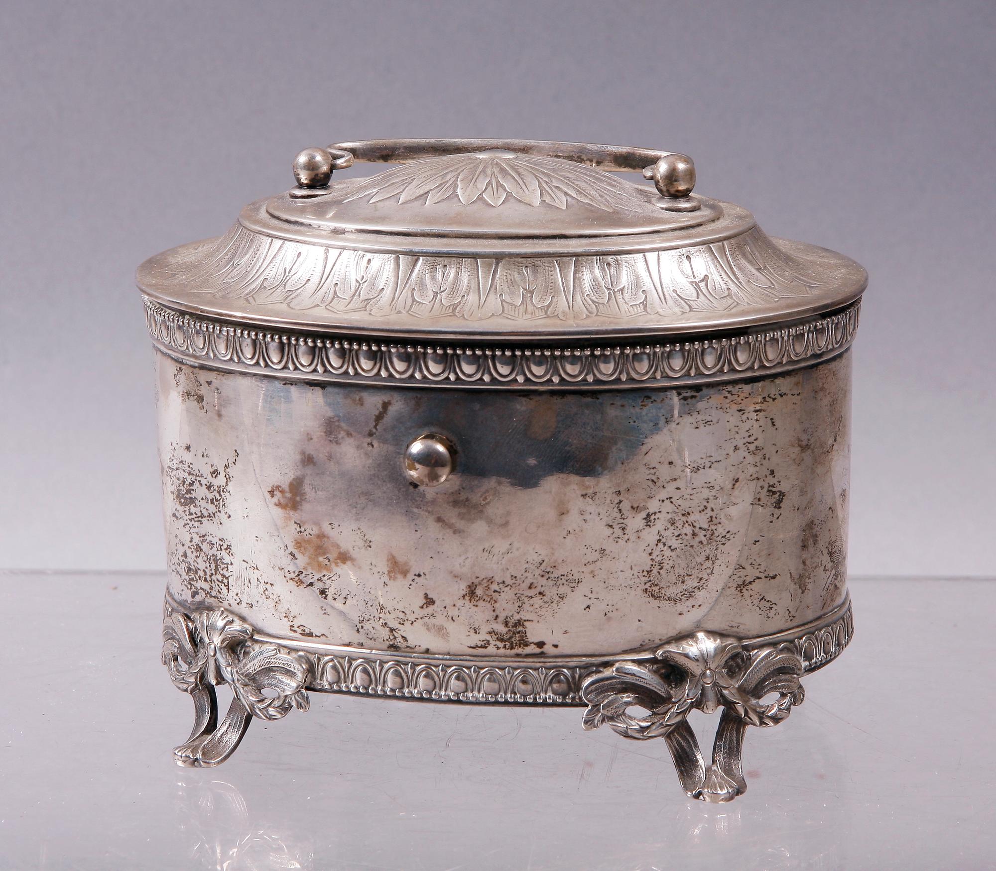 SOCKERSKRIN, silver, gustaviansk stil, Möllenborg 1918.