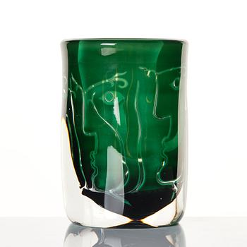 Ingeborg Lundin, an "Ansikten" (Faces) ariel glass vase, Orrefors, Sweden 1979.