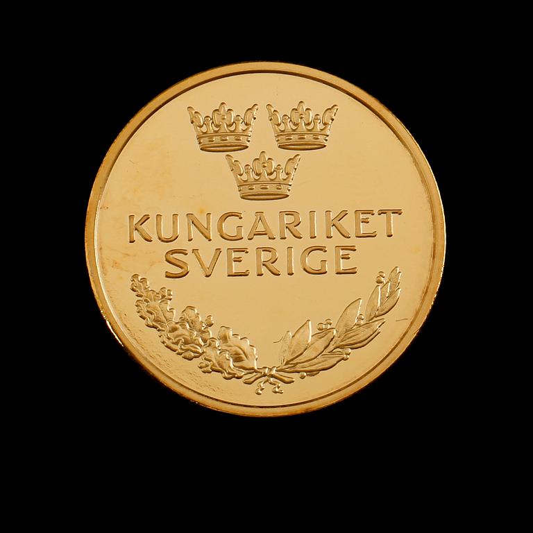 GULDMEDALJ, Kungariket Sverige, Carl XVI Gustaf, 25 år som statschef.  Vikt ca 8 gram.