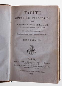 BOK, 5 volymer, "Annales de C. Corn. Tacite, Nouvelle traduction", de l'Iprimerie des Frères Mame, Paris 1808.