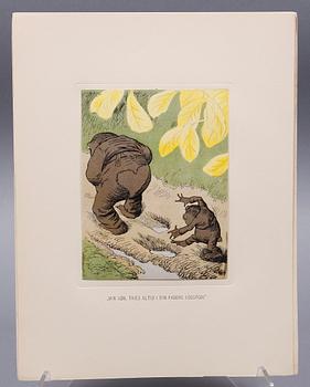 MAPP MED 21 st SAGOBILDER, "Har dyrene sjael" av Th Kittelsen, Ernst Bojesens Kunstforlag. Troligen 1890-tal.
