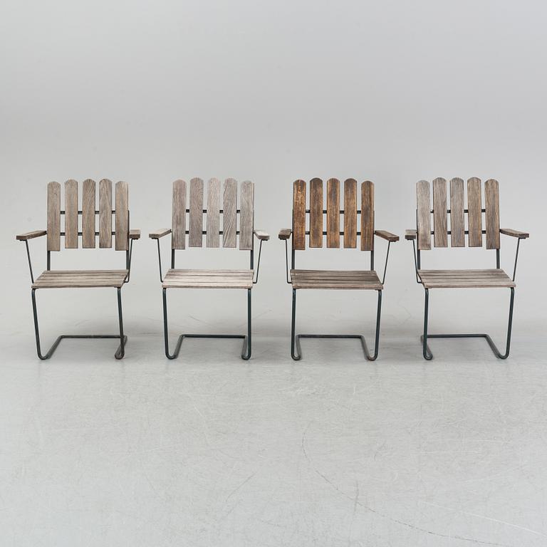 Artur Lindqvist, four garden 'A2' armchairs, Grythyttan, late 20th Century.