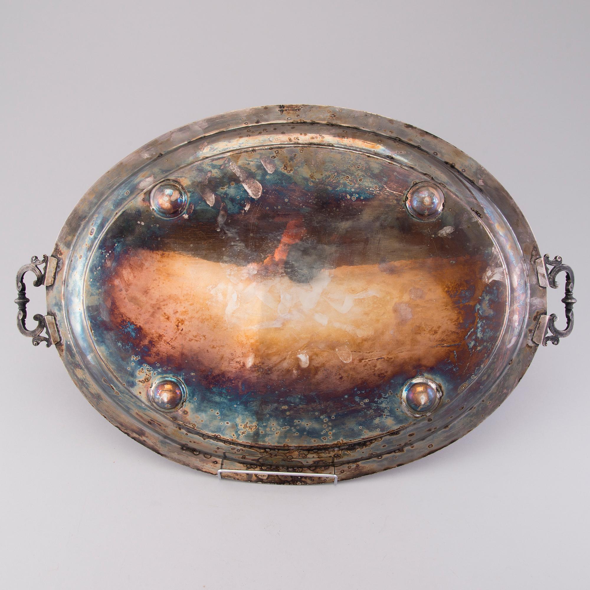 A SILVER PLATED TRAY, Late 19th century.