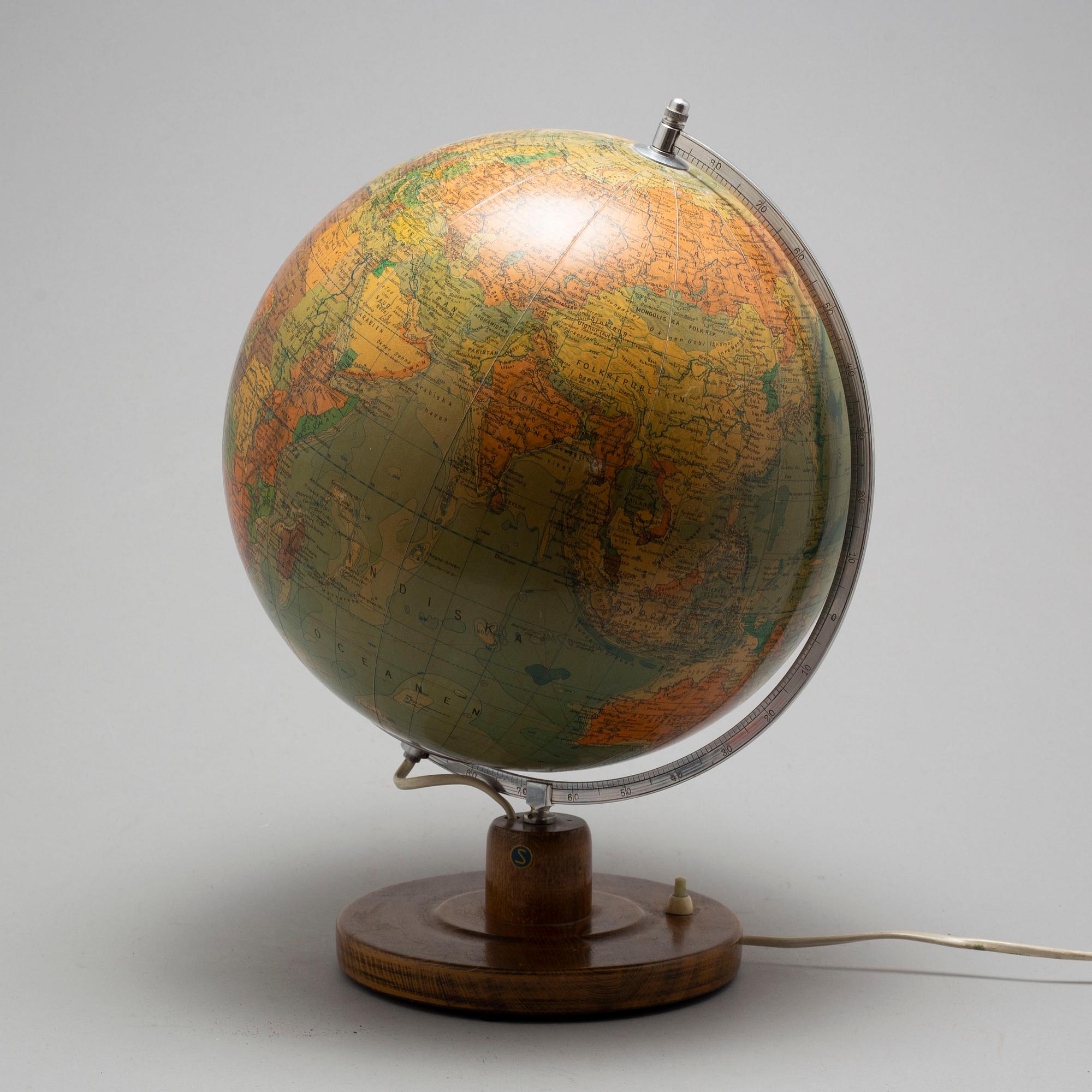 JORDGLOB, Räths Fysisk-politiska jordglob, 1900-talets mitt.