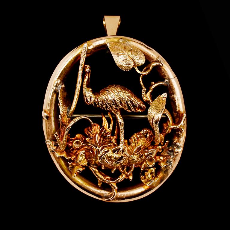 HÄNGE, 18 k guld, genombruten dekor. Vikt ca 7 g.