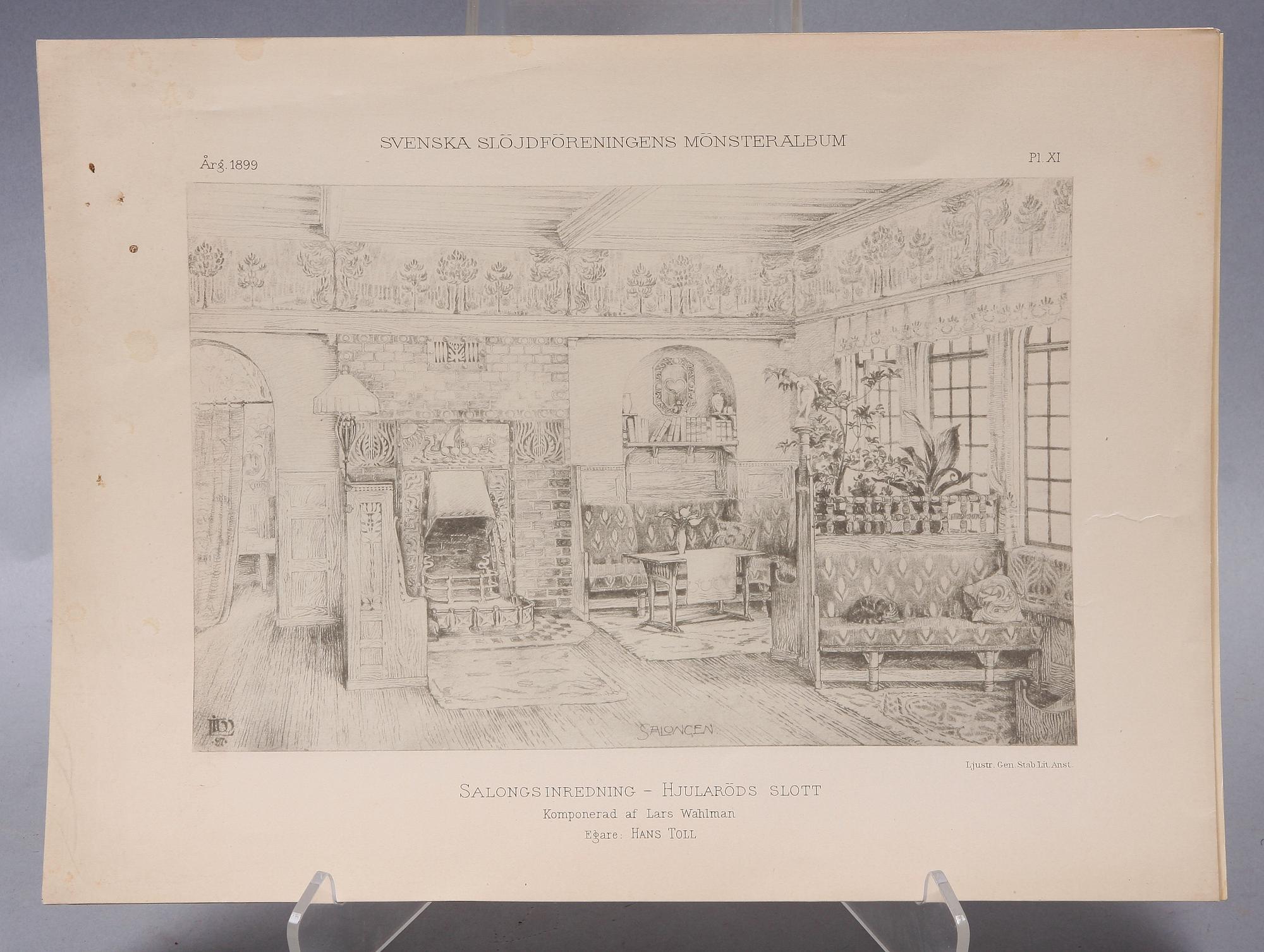 PARTI MÖNSTERPLANSCHER SAMT BOKMAPP, "Svenska Slöjdföreningen", 1880-1910-tal.