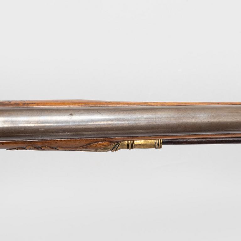 Flintlock rifle, double-barrel "wender" by Philippe de Sellier (1676-1740).