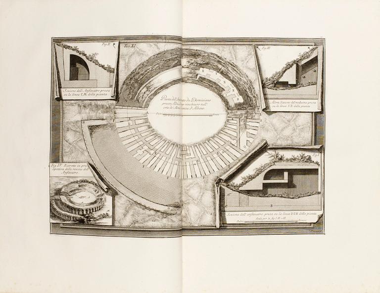 Giovanni Battista Piranesi, "Antichità d'Albano e di Castel Gandolfo descritte ed incise da Giovambatista Piranesi"/"Descrizione e disegno dell'emissario del Lago Albano di Gio Batista Piranesi".