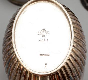 PARTI NYSILVER, 4 delar, bla Mappin & Webb och ART Krupp Berndorf, 1900-tal.