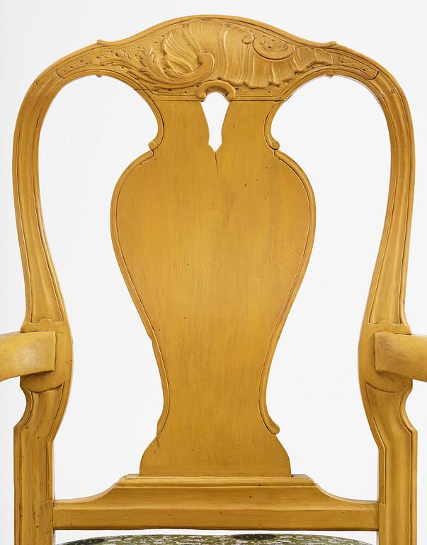 A Swedish rococo armchair attributed to P. Österman (master in Stockholm 1746-76).