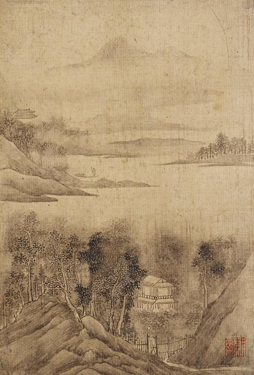 An album with 12 landscape paintings in the style of Wang Hui (1632-1717), Qing Dynasty, 19th century.