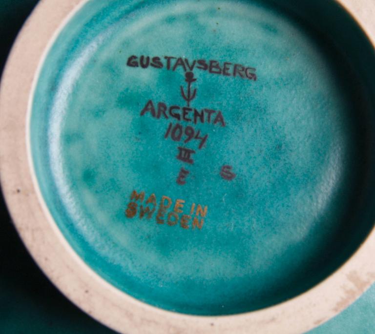 PARTI STENGODS, 7 delar, "Argenta" Wilhelm Kåge Gustavsberg.