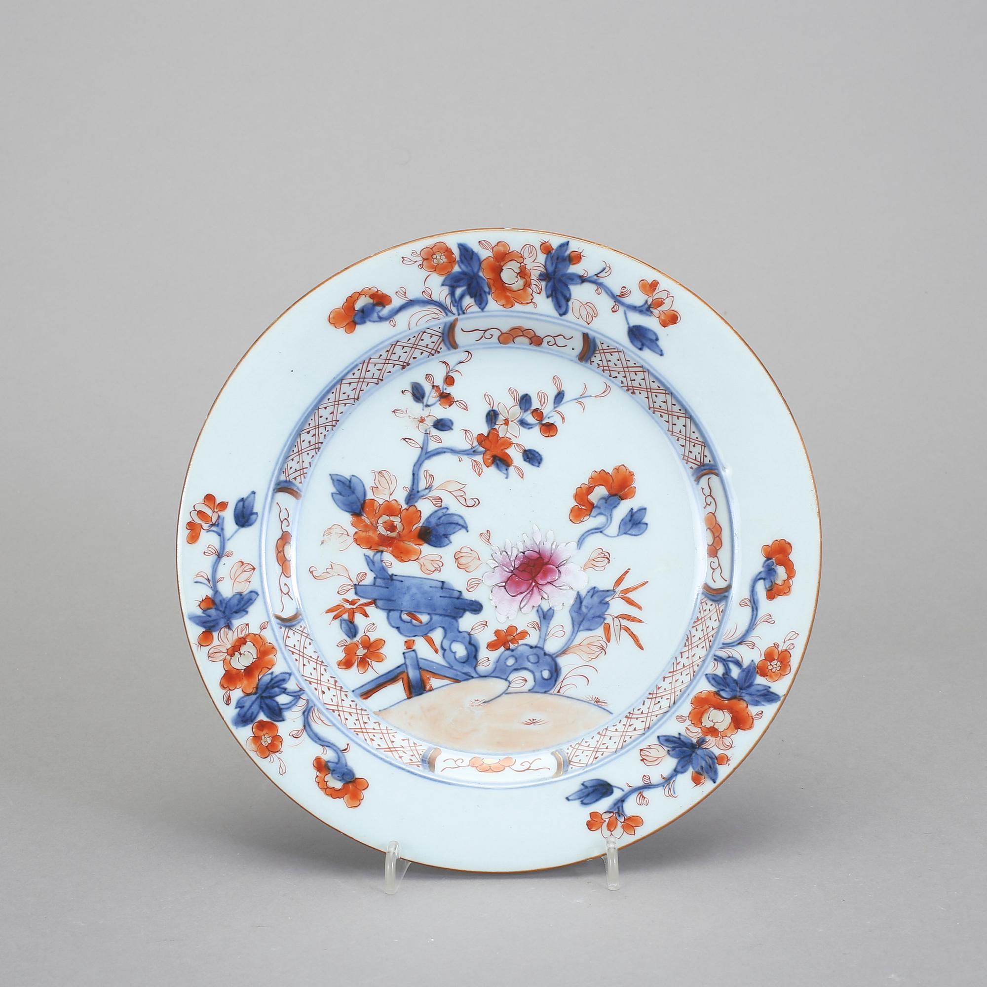 TALLRIKAR, 3st, kompaniporslin, Kina, Qing dynastin, Qianlong (1736-95).