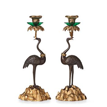 54. A pair of English candlesticks, mid 19th century.