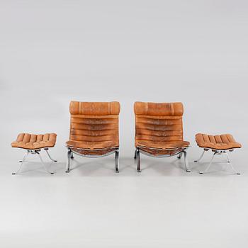 ARNE NORELL, fåtöljer, ett par med fotpallar, "Ari". Formgivna 1966.