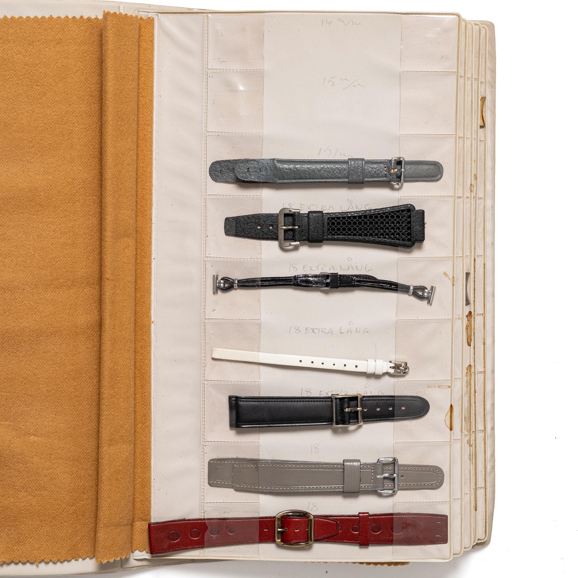 Lot of watch straps, metal links and an Omega watch box "No Reserve".