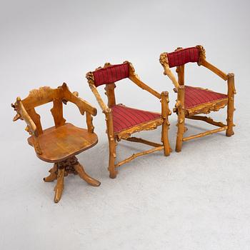 Furniture set, bentwood, 6 pieces, first half of the 20th century.