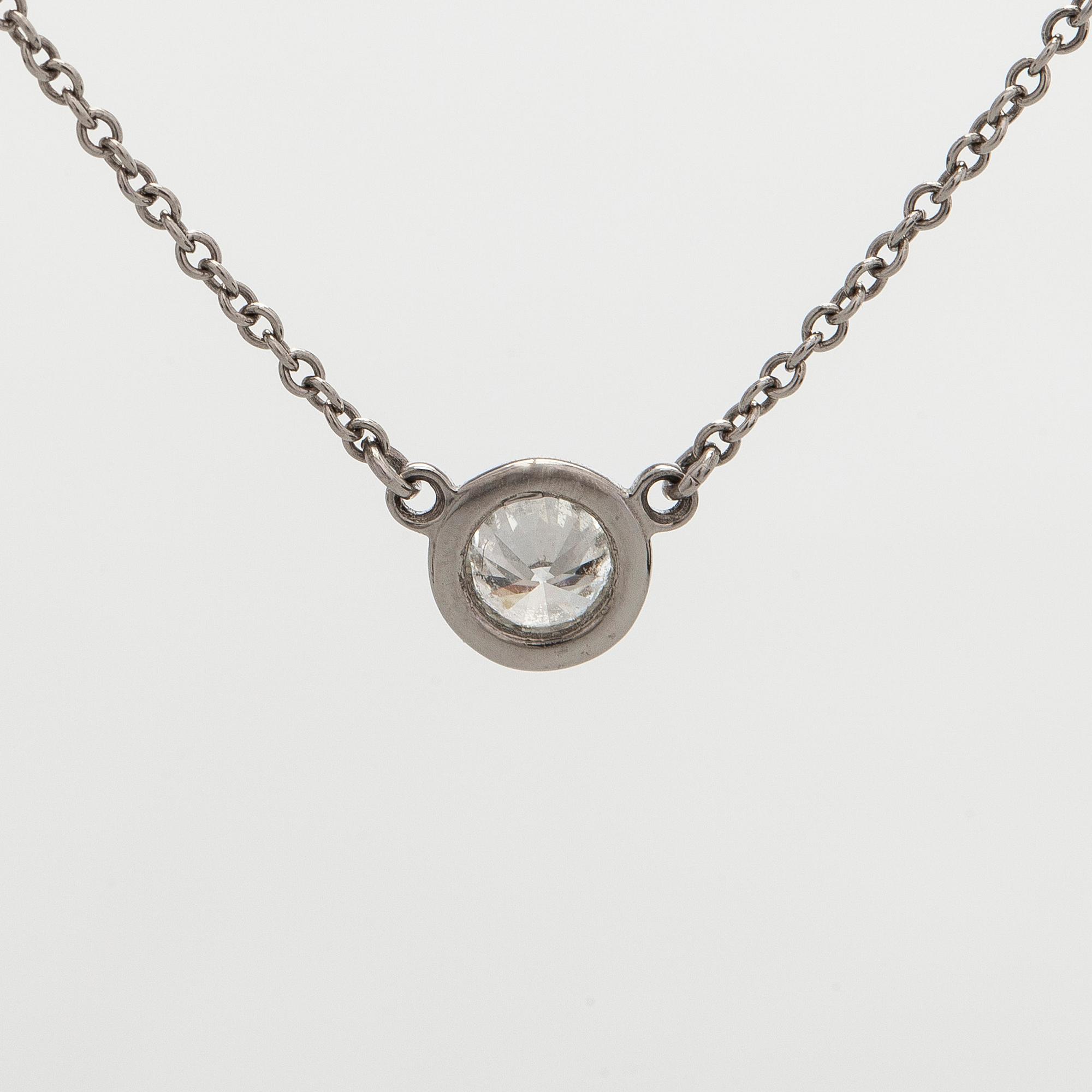 Tiffany & Co, Elsa Peretti, a platinum necklace, "Diamonds by the Yard' with a brilliant-cut diamond.