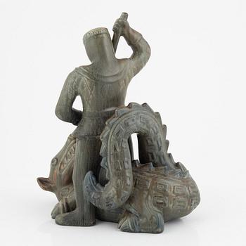 Gunnar Nylund, skulptur, "S:t Göran och draken", Rörstrand.