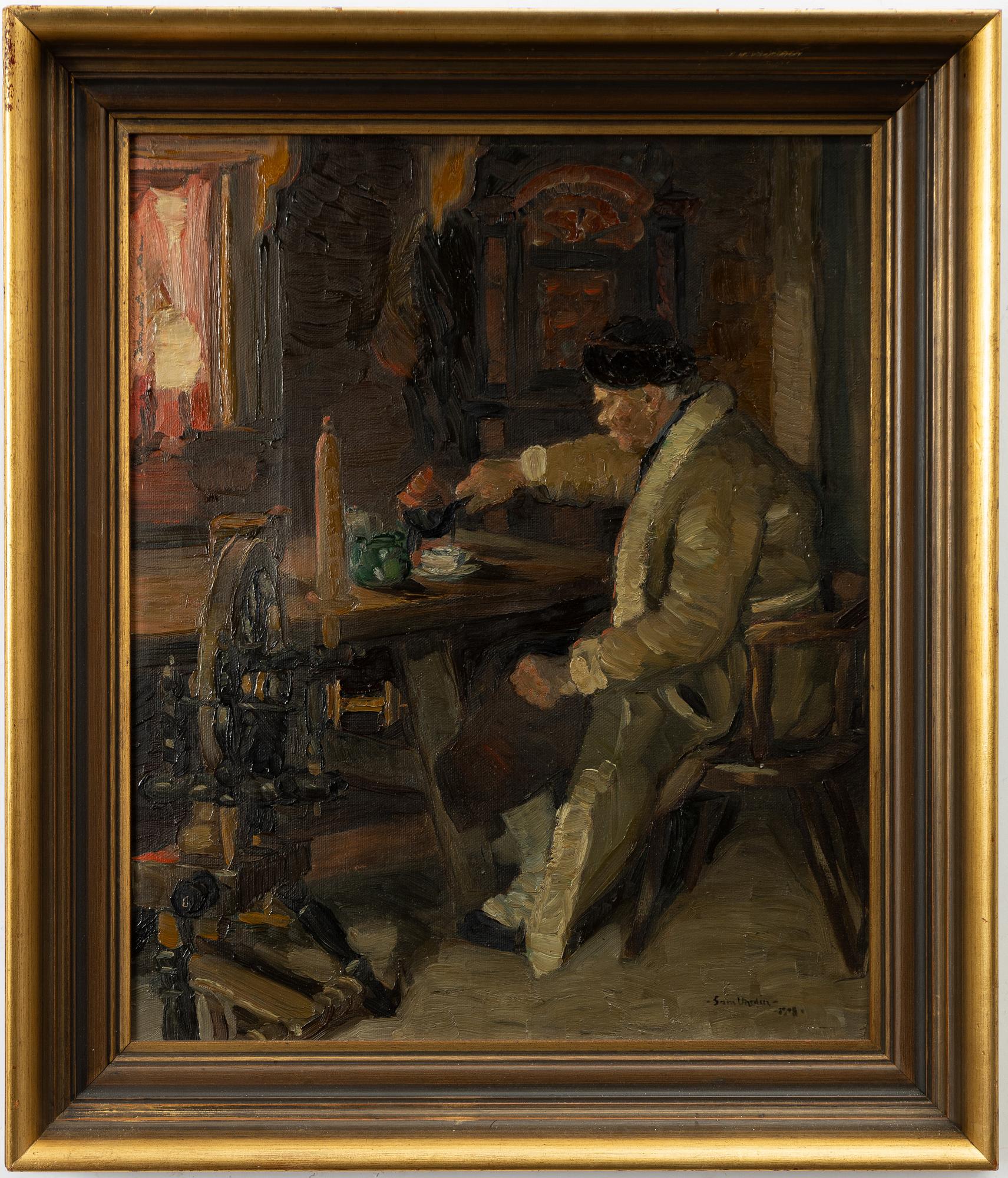 Sam Uhrdin, At the trestle table.
