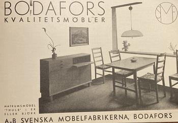 Axel Larsson, a set of 6+4 'Thule' chairs, Svenska Möbelfabrikerna Bodafors for PUB, Sweden, 1937.