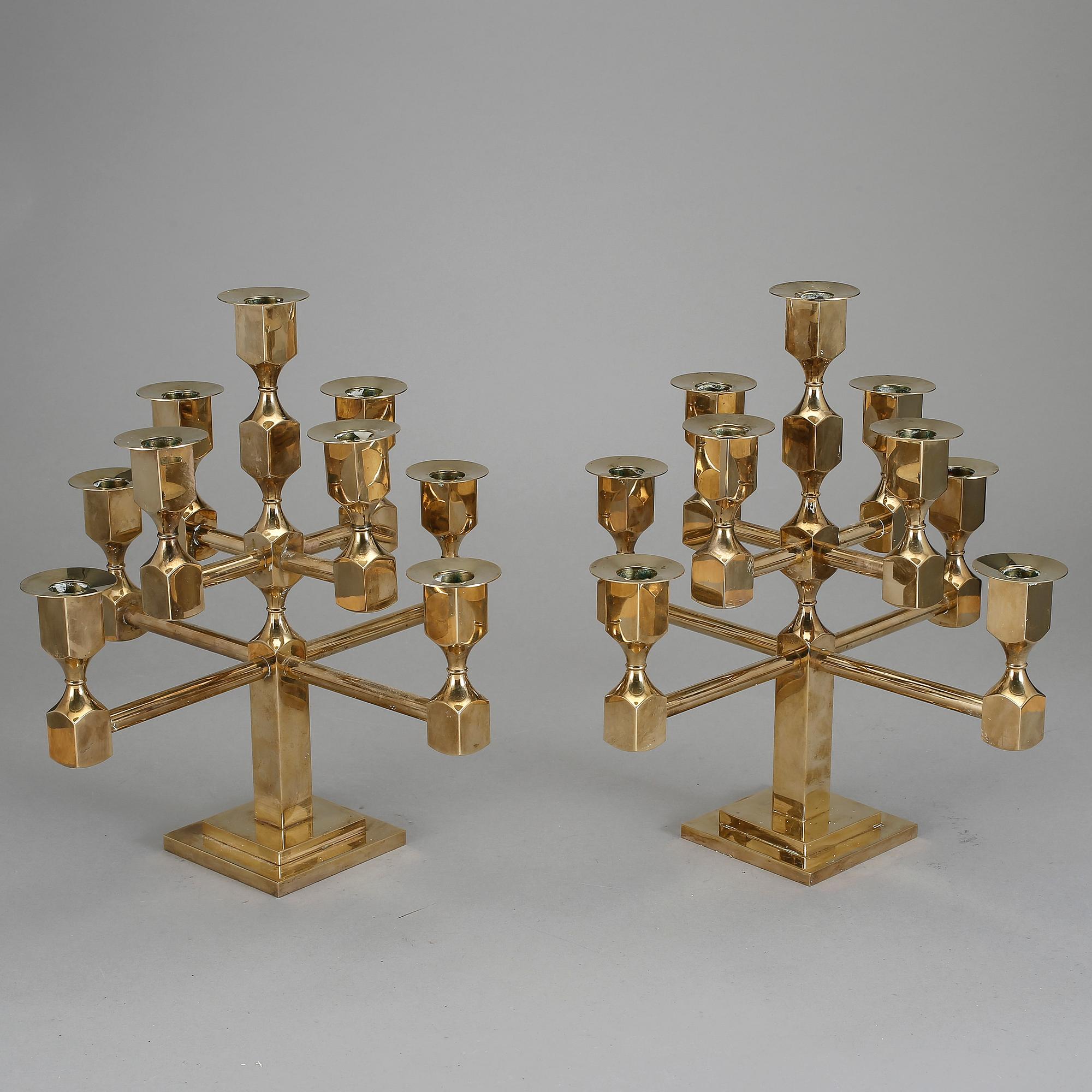 KANDELABRAR, ett par, mässing, Gusum, 1900-tal.