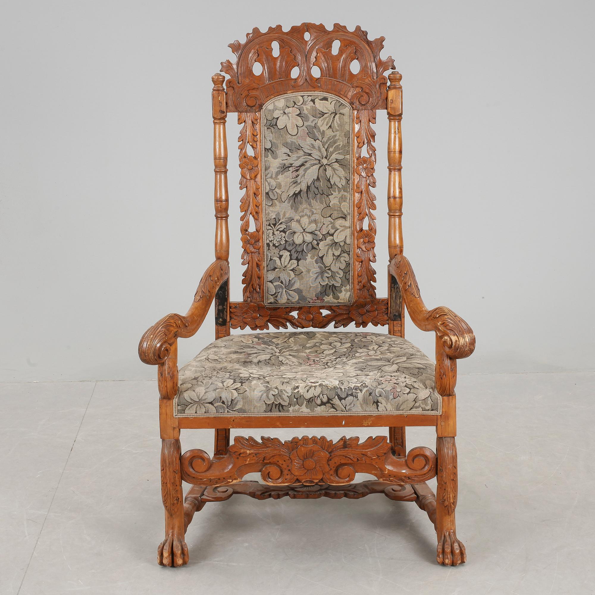 KARMSTOL, barockstil, 1800-tal.