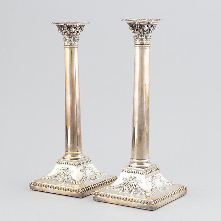 A pair of George III candlesticks, by John Parsons and Co., Sheffield 1788.