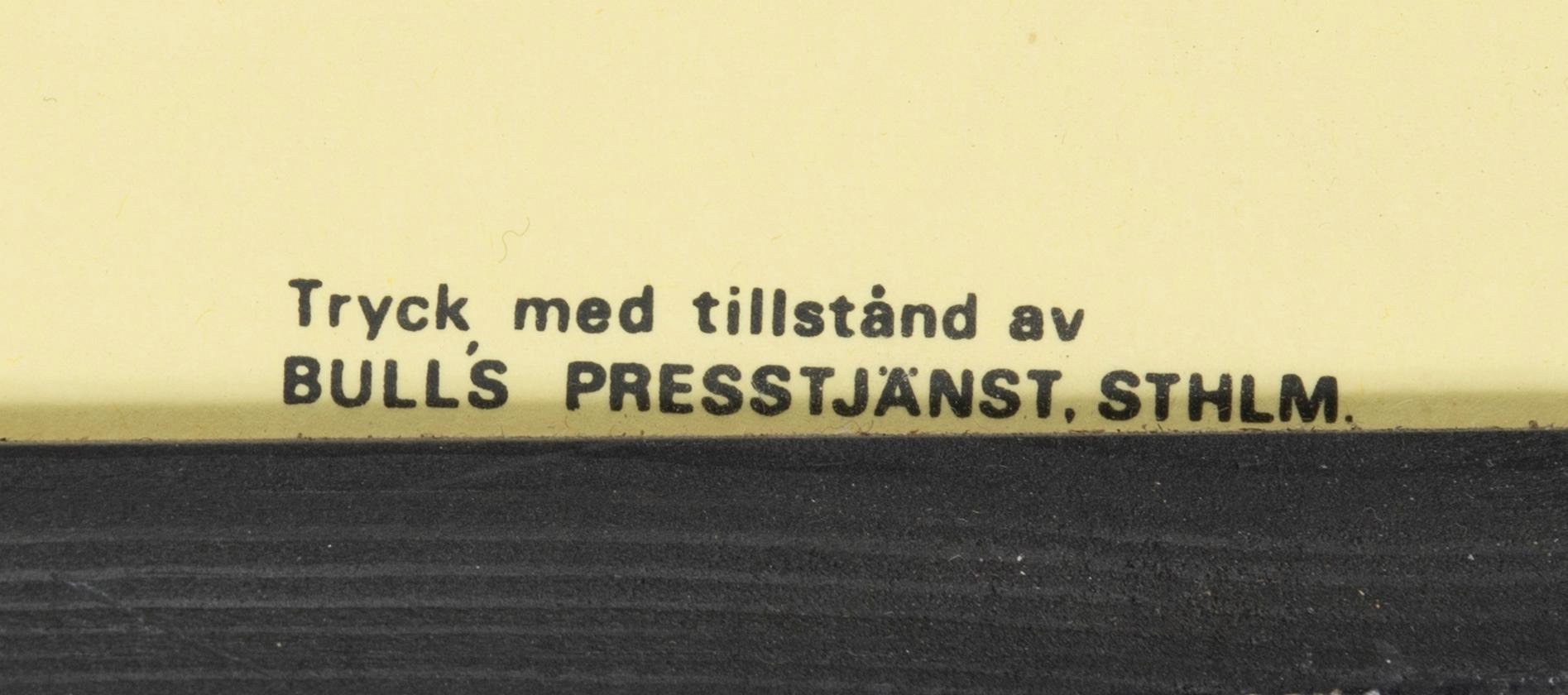 Tove Jansson, poster, Moomin, Bull's Presstjänst, Art Work Shop, 1960s.