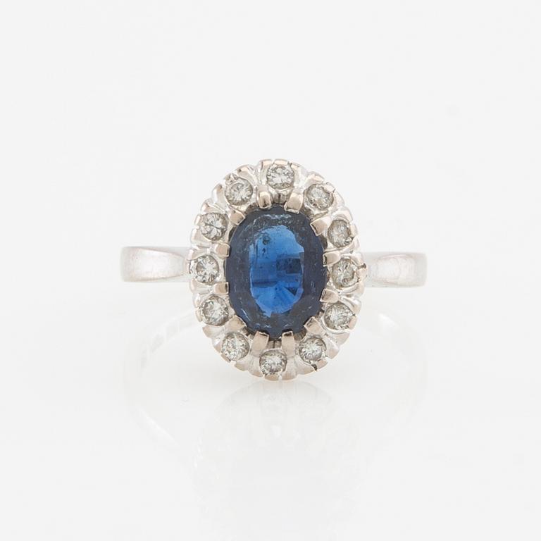 Bo Andersson, Ring 18K white gold set with an oval faceted sapphire and round brilliant-cut diamonds, Uppsala 2010.